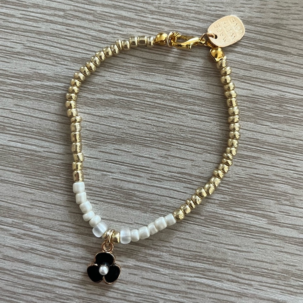 Beaded Bracelet with Flower Charm